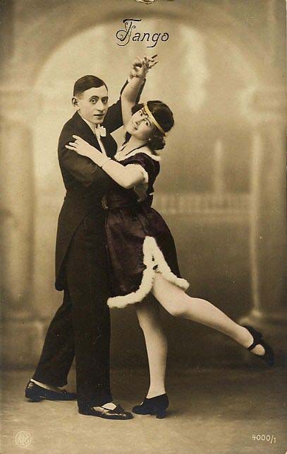 old tango couple dancing tango